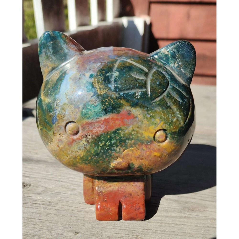 Ocean Jasper Hello Kitty Figurine: Japanese Character Decor